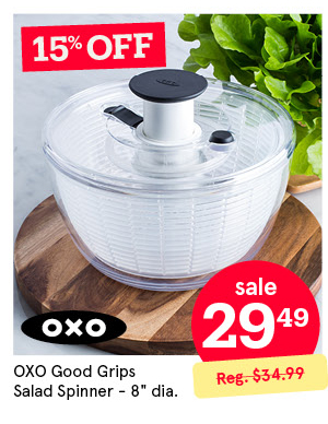 OXO GOOD GRIPS SALAD SPINNER W/CLEAR LID 8" DIA. CLEAR