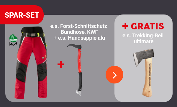 Spar-Set: Forst-Schnittschutzhose + Handsappie alu + Gratis Trekking-Beil 