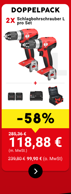 Radikal reduziert: Bohrschrauber L im Set 