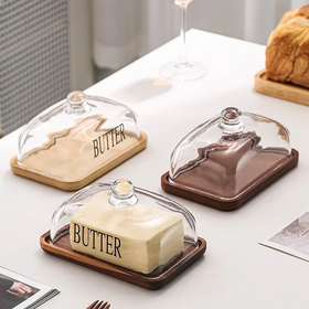 Mantequillero con tapa de vidrio