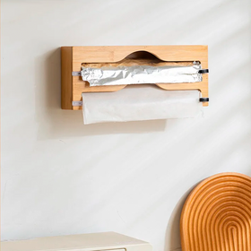 Dispensador y cortador doble de bambú