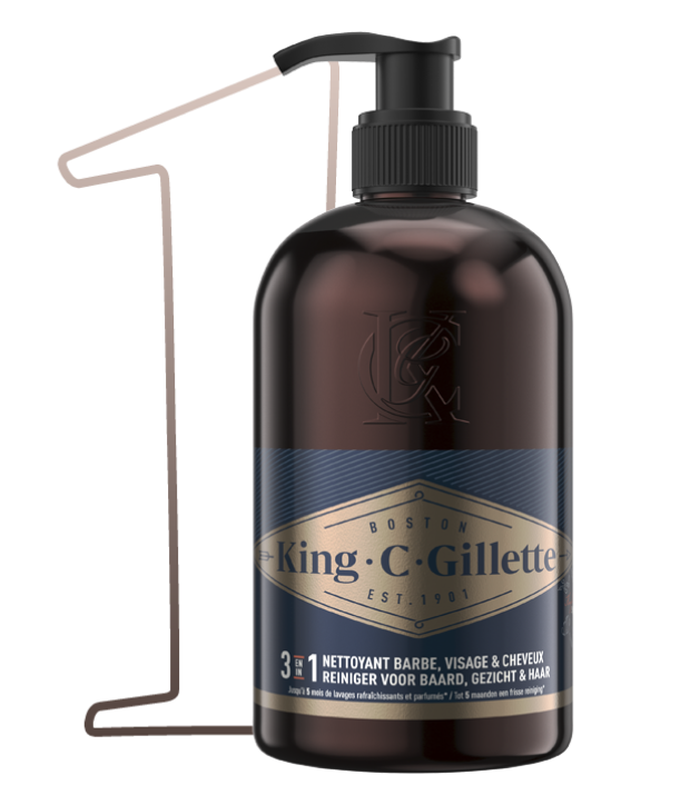 Nettoyant 3-en-1 barbe, visage et cheveux King C. Gillette