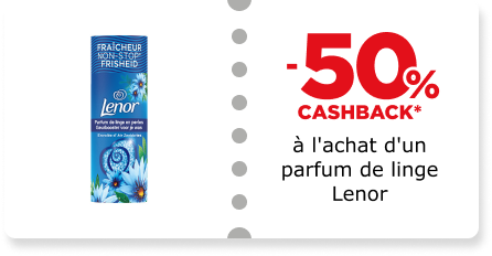 -50% cashback à l'achat d'un parfum de linge Lenor