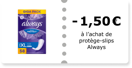 -1,50€ à l’achat de protège-slips Always