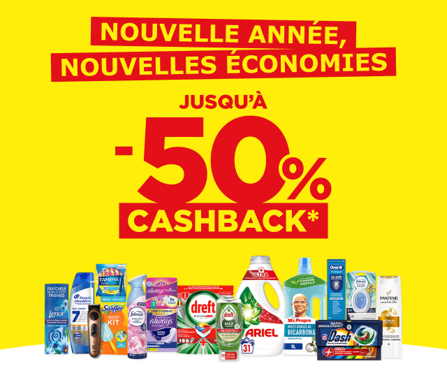 NOUVELLE ANNÉE, NOUVELLES ÉCONOMIES - JUSQU'À -50% CASHBACK