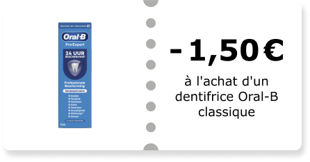 -1,50€ à l'achat d'un dentifrice Oral-B classique