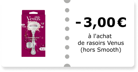 -3,00€ à l'achat de rasoirs Venus (hors Smooth)