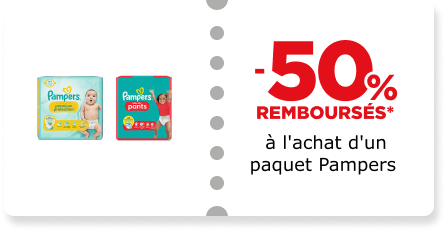 -50% à l'achat d'un paquet Pampers