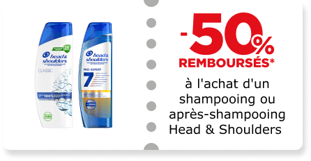 -50% à l'achat d'un shampooing ou après-shampooing Head & Shoulders