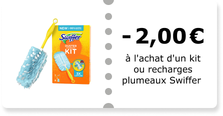 -2,00€ à l'achat d'un kit ou recharges plumeaux Swiffer