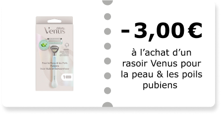 -3,00€ à l’achat d’un rasoir Venus pour la peau & les poils pubiens