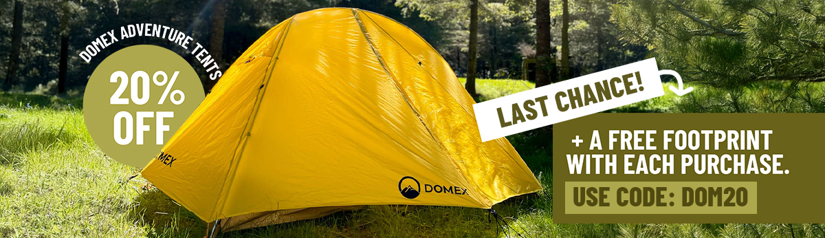 20% off domex tents! Last Chance!