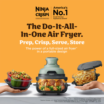 Ninja FN101 (Soft Sage) CRISPi 3.8L / 1.4L 4-in-1 Portable Glass Air Fryer