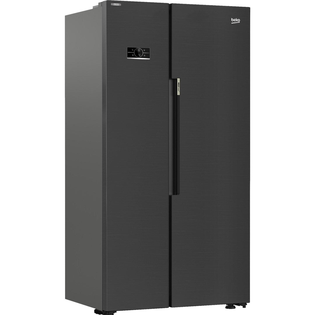 Image of Beko Freestanding American Style Fridge Freezer with NeoFrost™ Black Steel | ASL1442VPZ