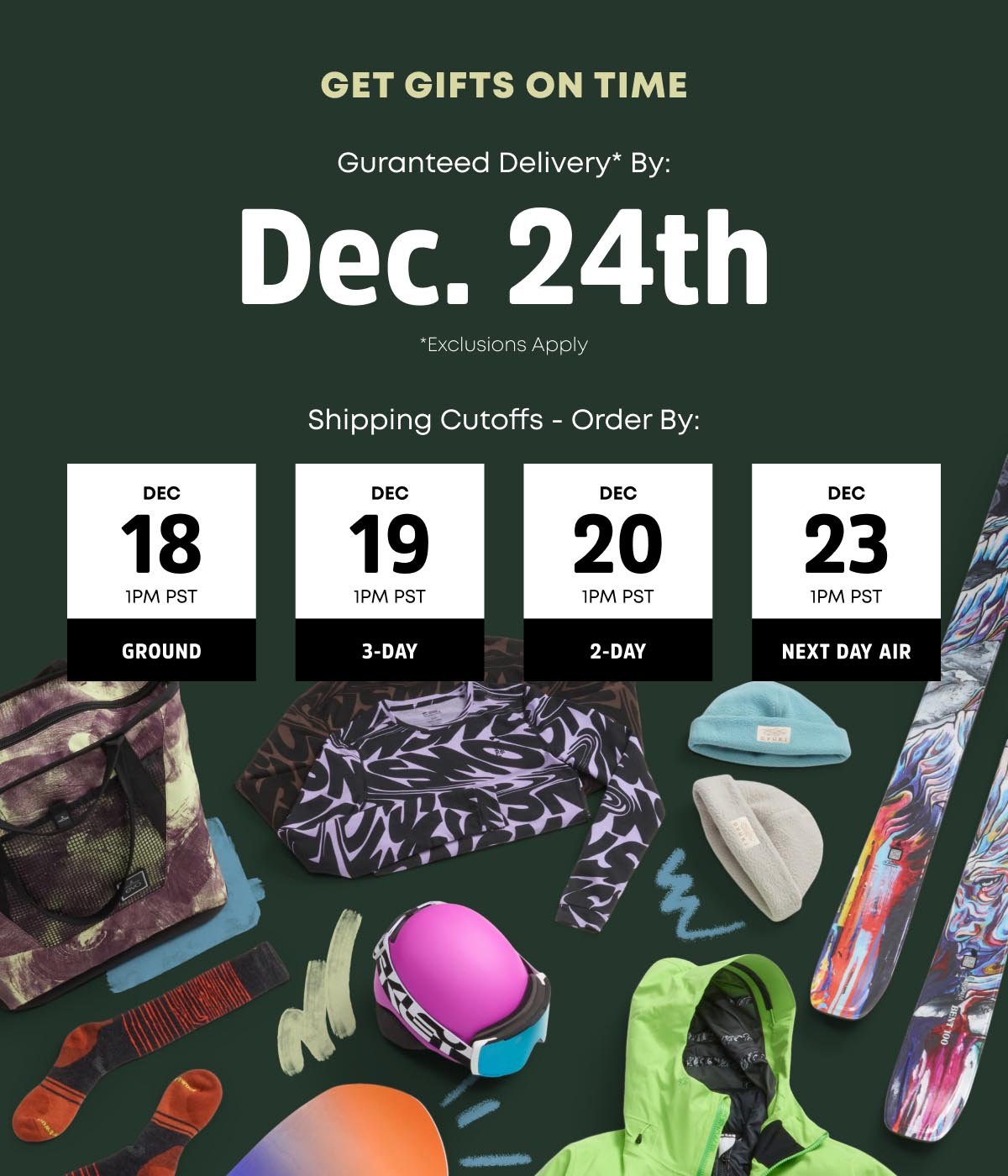 Get Gifts on Time: Guaranteed Delivery by Dec. 24 when you order by 1pm on Dec 18th