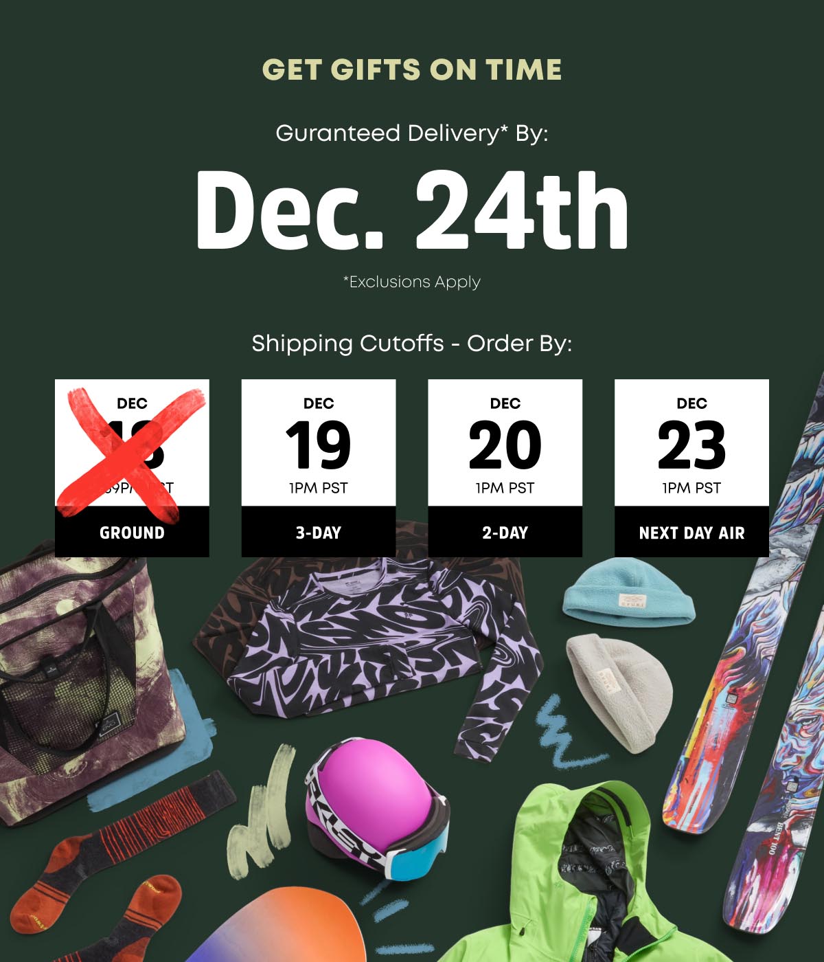 Get Gifts on Time: Guaranteed Delivery by Dec. 24 when you order by 1pm on Dec 18th