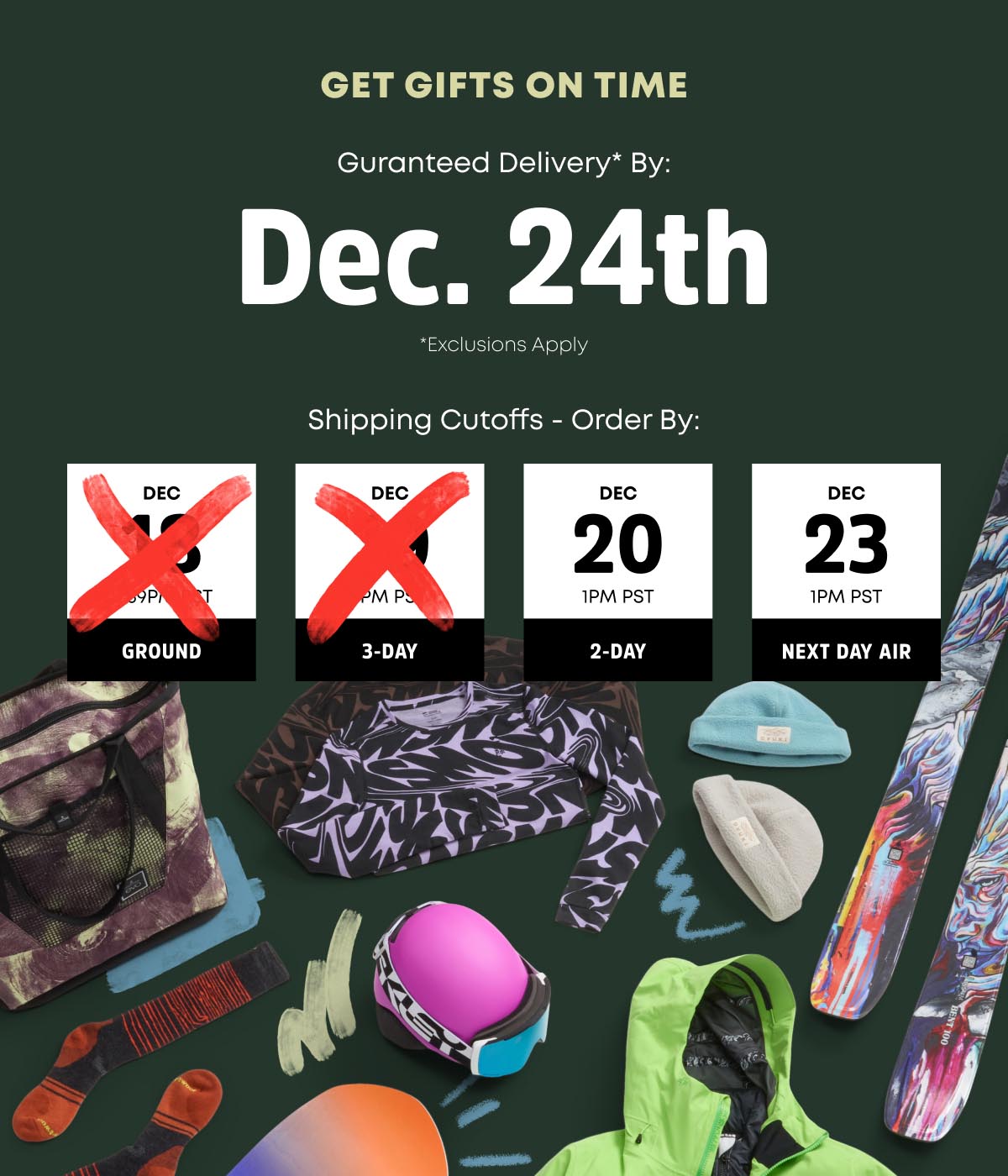 Get Gifts on Time: Guaranteed Delivery by Dec. 24 when you order by 1pm on Dec 18th