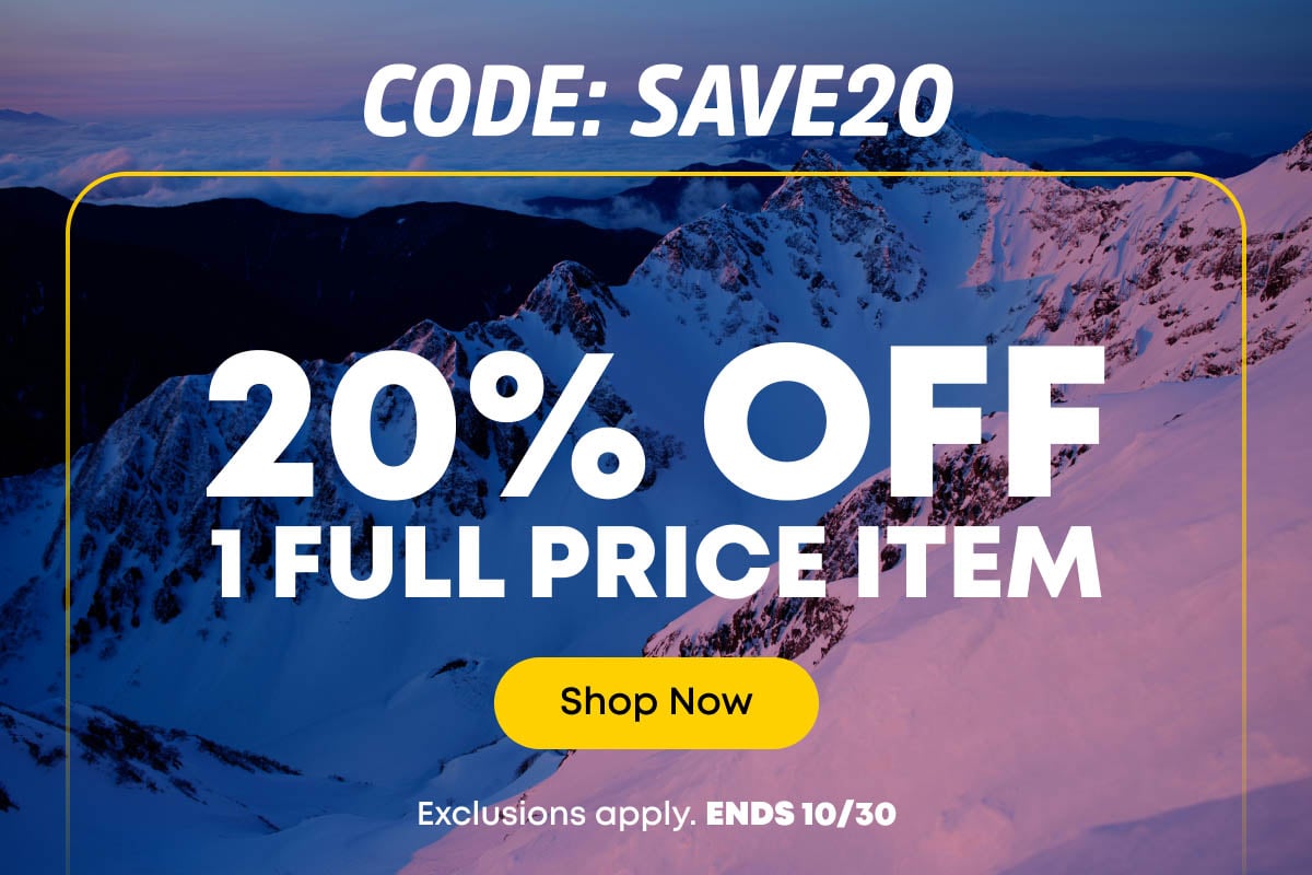 20% off One Full Price Item - Now through 10/30.