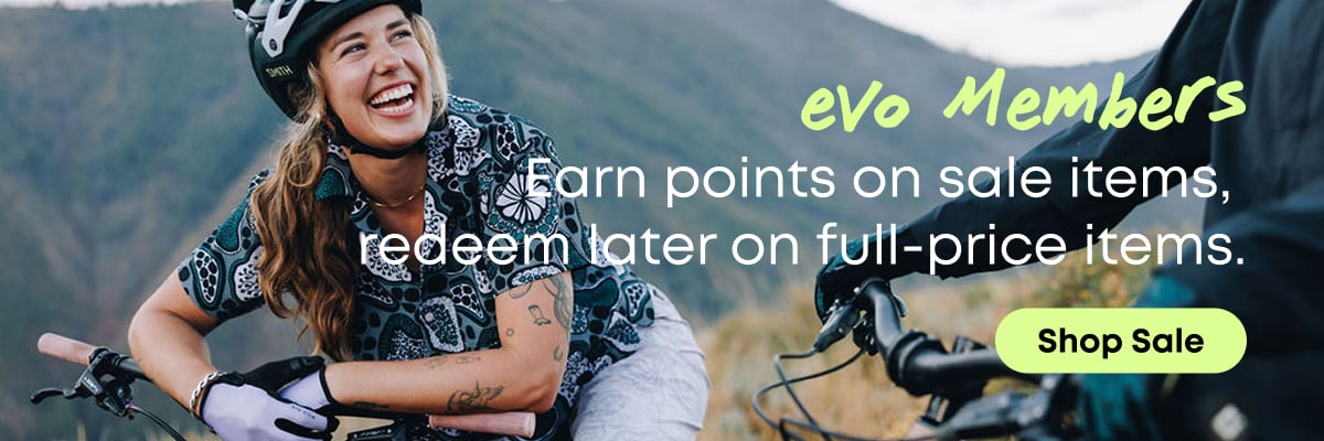 evo Members Earn points on sale items, redeem later on full-price items.