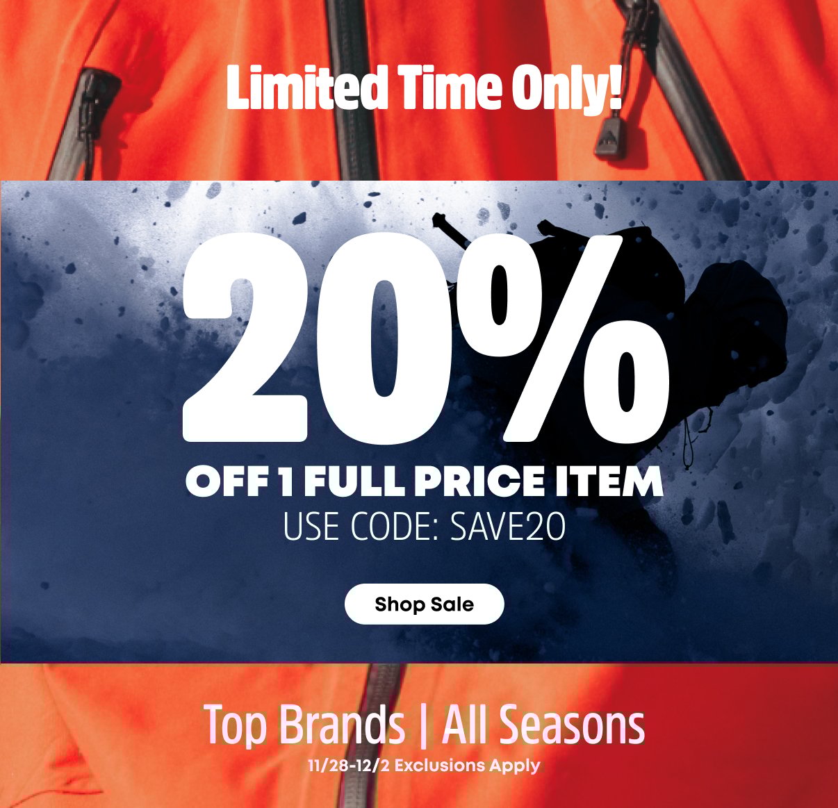 Limited Time Only! 20% off 1 full price item. Use code: SAVE20. Shop Sale