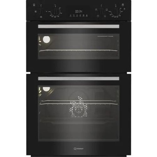 Indesit Built In Electric Fan Double Oven - Black | DII10DB