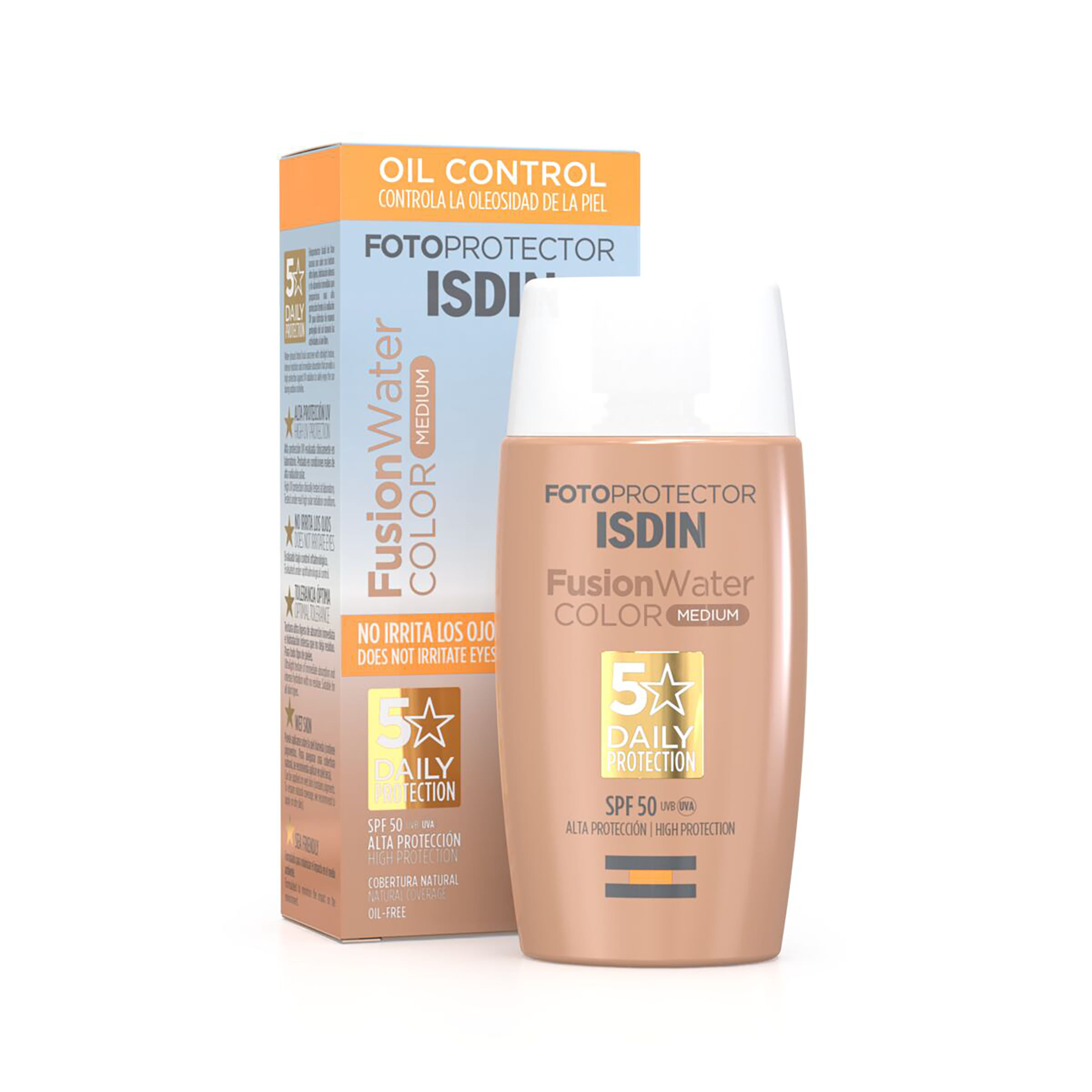 ISDIN Fotoprotector Fusion Water Color MEDIUM SPF50 50ML - Protector solar facial con color