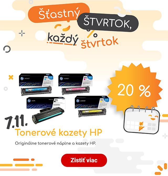 Šťastný štvrtok vo FaxCOPY - ZĽAVA 20 % na tonerové kazety HP