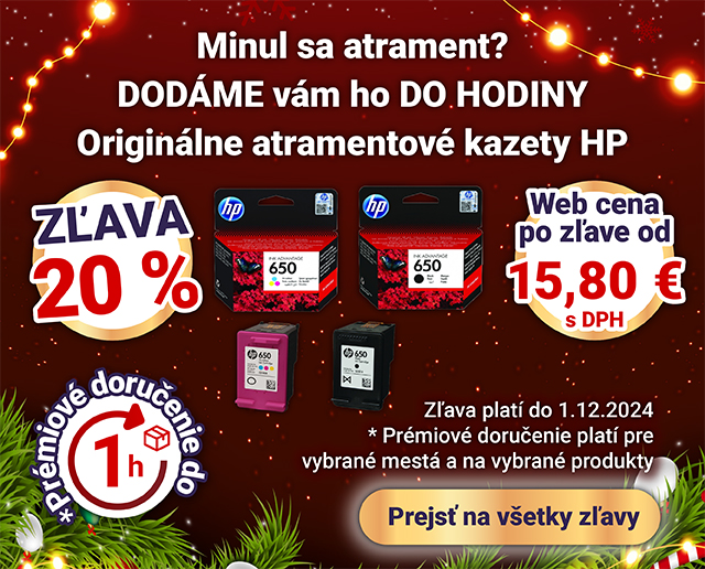 ZĽAVA 20 % na atramentové kazety HP