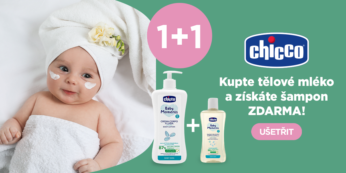 CHICCO Mléko tělové s dávkovačem Baby Moments 500 ml + Šampon Baby Moments 200 ml zdarma | feedo.cz