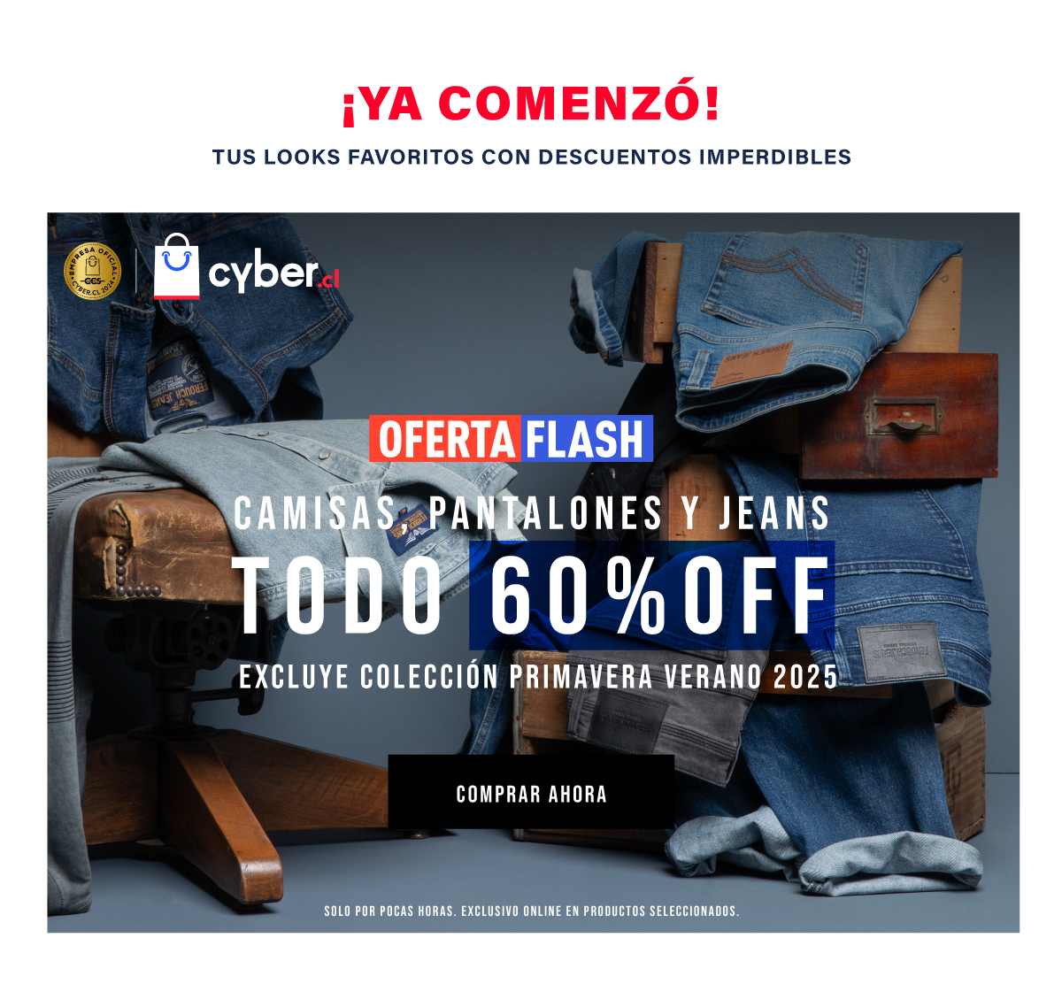 HASTA 60% OFF CAMISAS PANTALONES Y JEANS