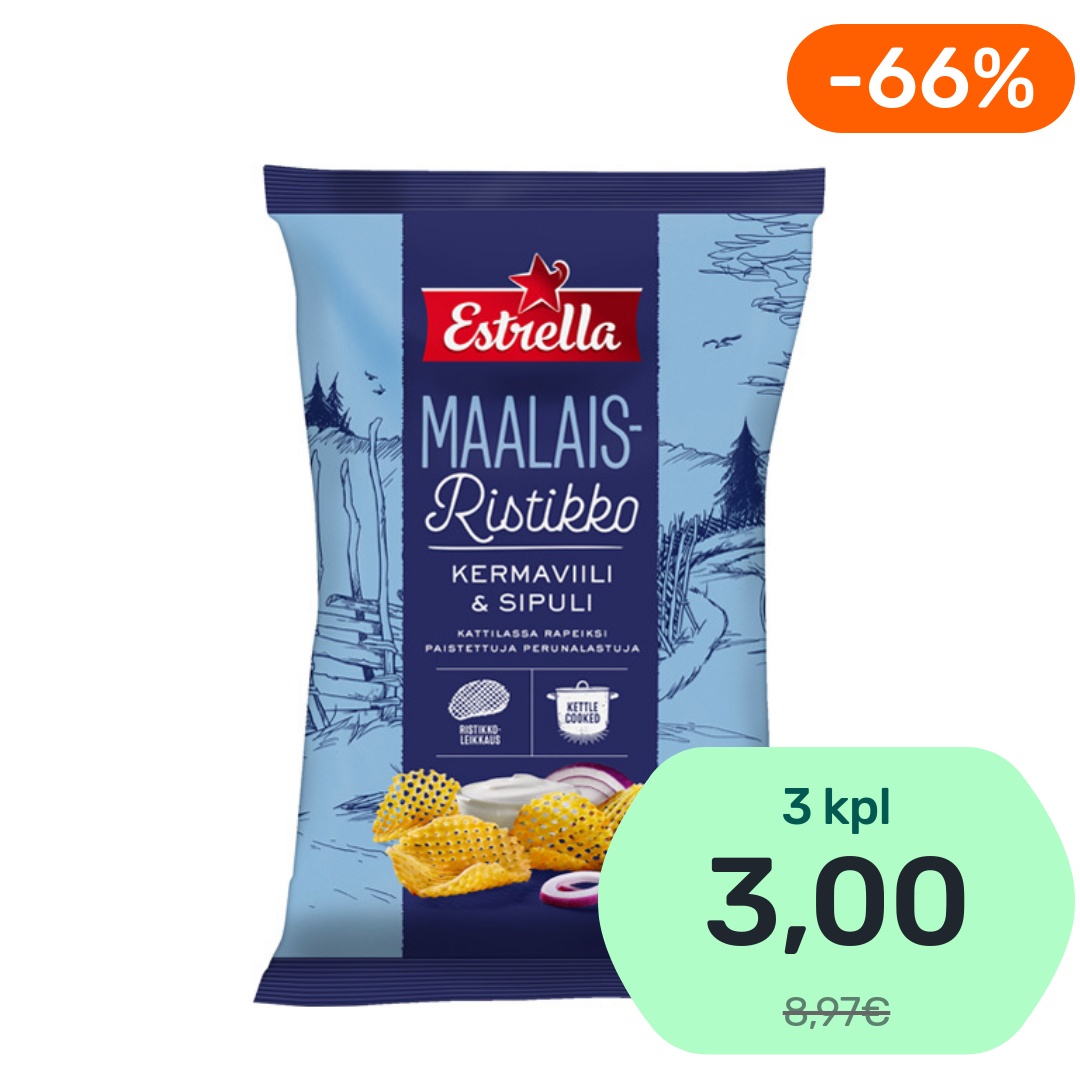 Estrella Maalaisristikko Kermaviili & Sipuli perunalastu 160g