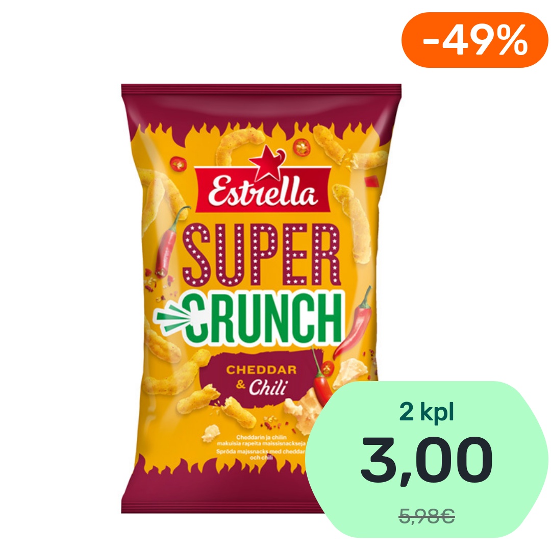 Estrella Super Crunch Cheddar & Chili juustonaksu 175g