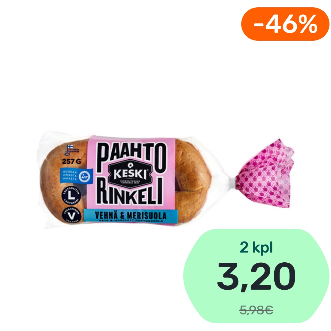 Keski Vehnä & Merisuola paahtorinkeli 257g