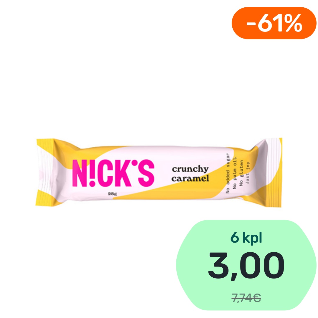 Nick's Crunchy Caramel suklaapatukka 28g