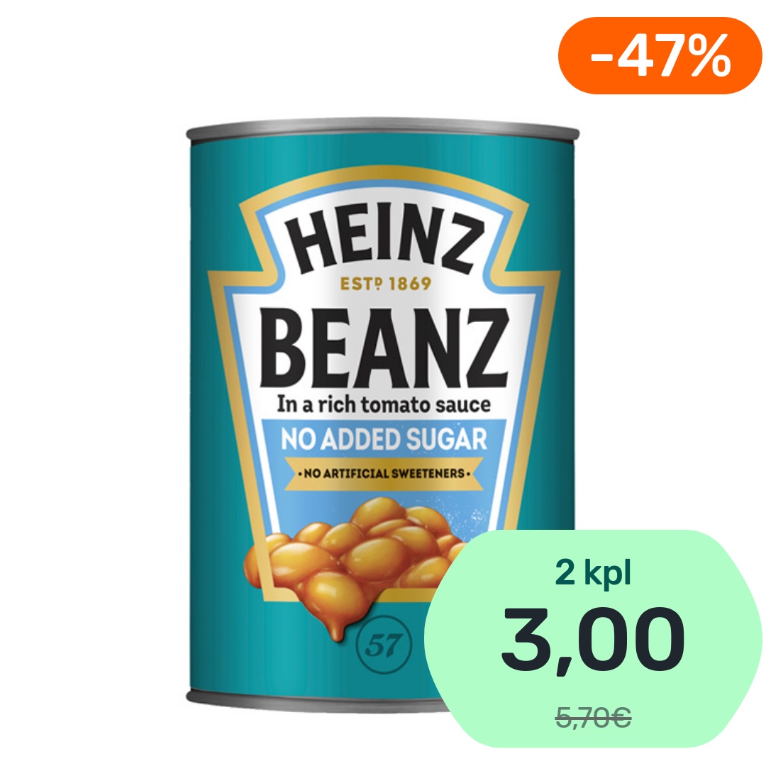 Heinz Valkoiset pavut tomaattikastikkeessa ei lisättyä sokeria 415g