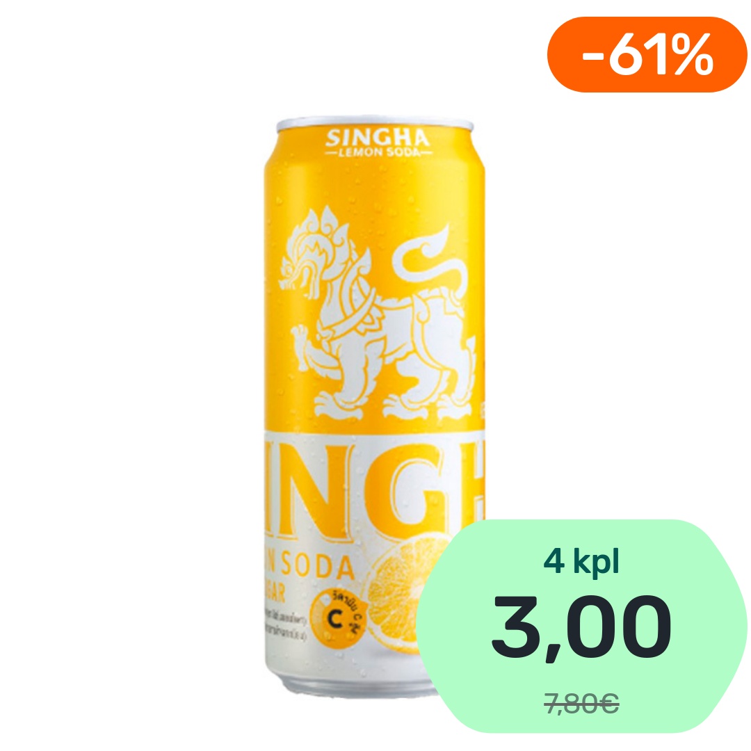 Singha Lemon Soda sitruunanmakuinen hiilihapotettu vesi 330ml