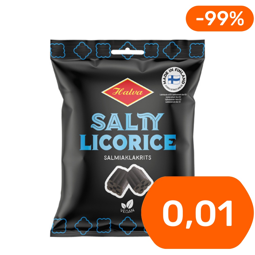 Halva Salty Licorice salmiakkilakritsi 80g