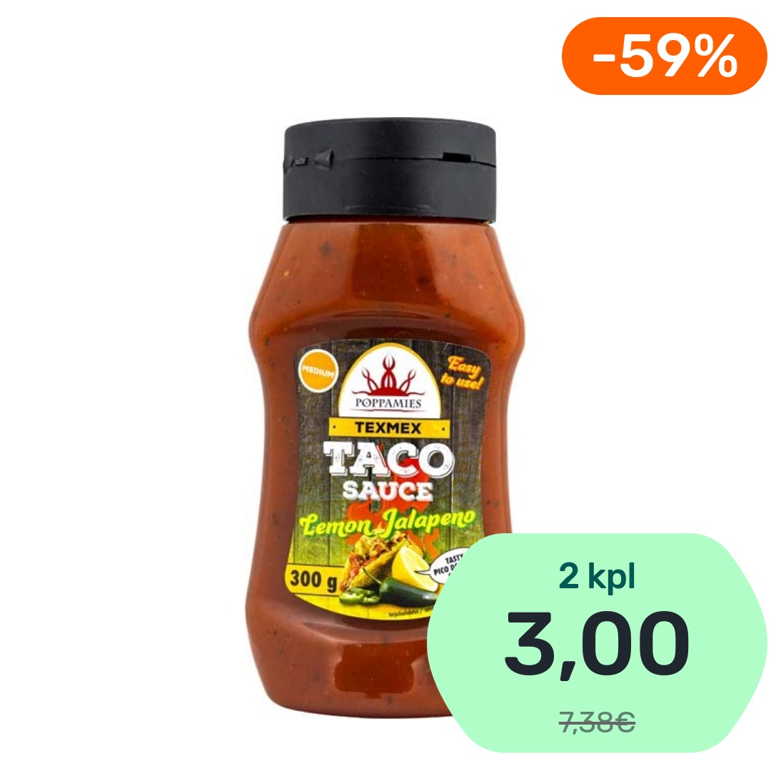 Poppamies Texmex Taco Sauce Lemon Jalapeno tacokastike 300g