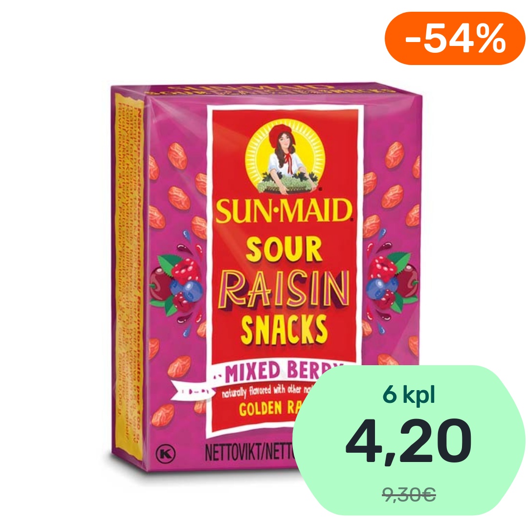 Sun-Maid Sour Raisin Snacks Mixed Berry kirpeä rusina 37,7g