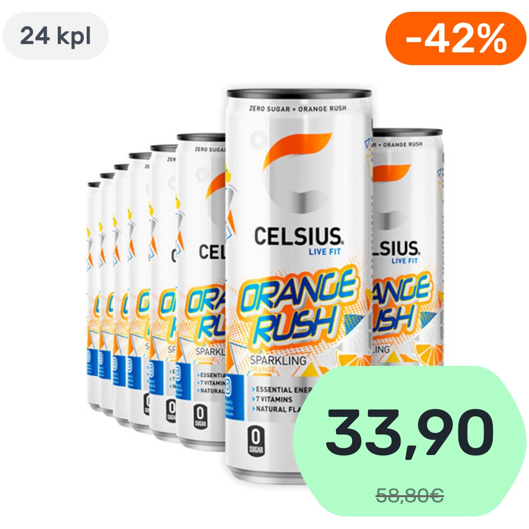 24kpl Celsius Orange Rush energiajuoma 355ml