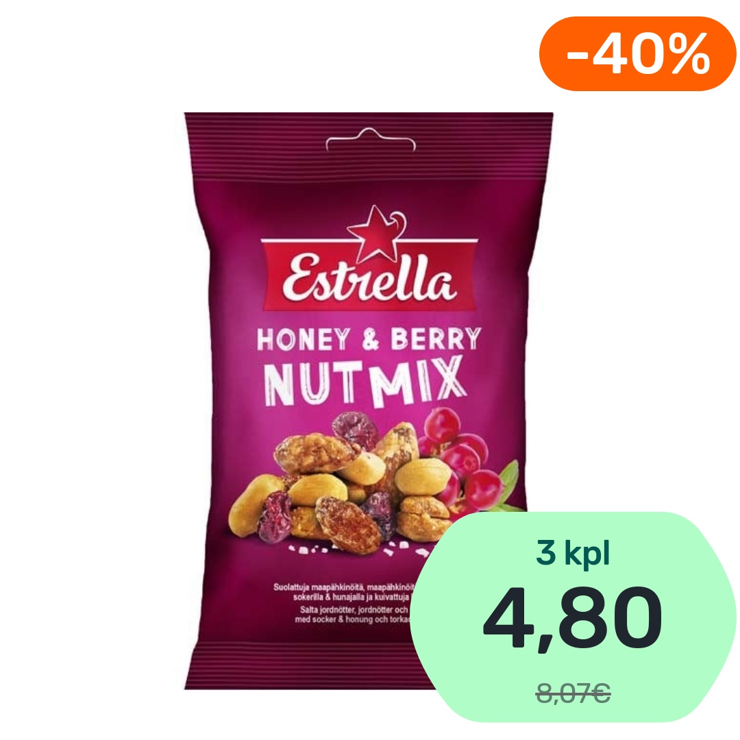 Estrella Honey & Berry Nut Mix pähkinäsekoitus 140g