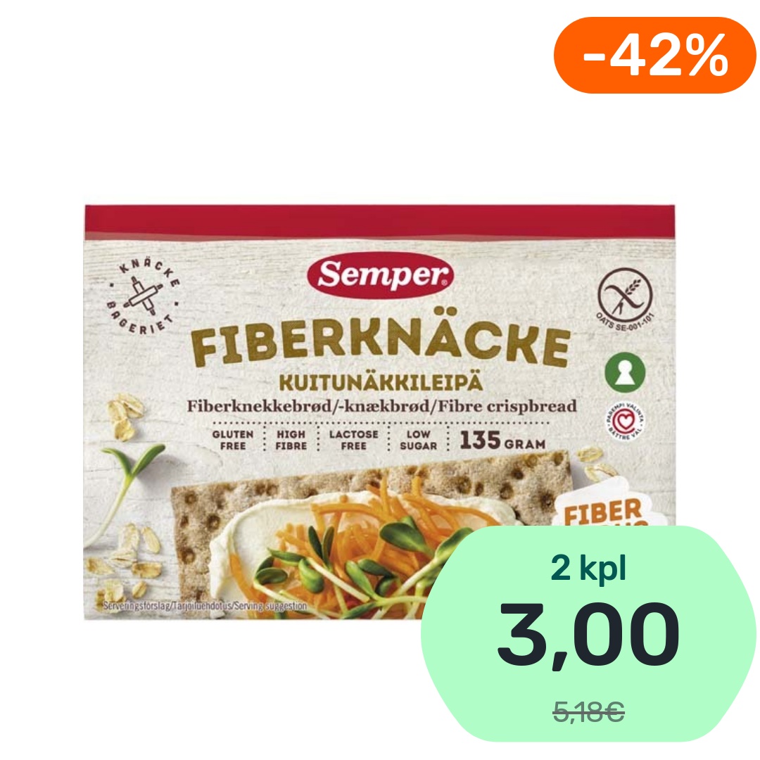 Semper Fiberknäcke kuitunäkkileipä gluteeniton 135g