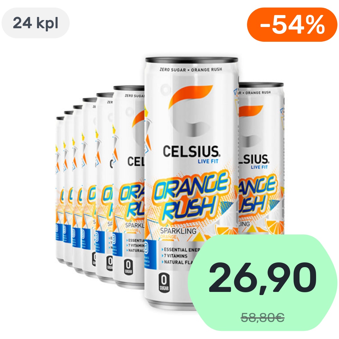 24kpl Celsius Orange Rush energiajuoma 355ml