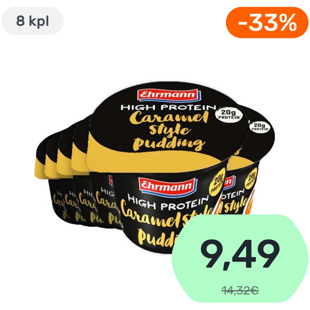 8kpl Ehrmann High Protein Caramel Pudding proteiinivanukas 200g