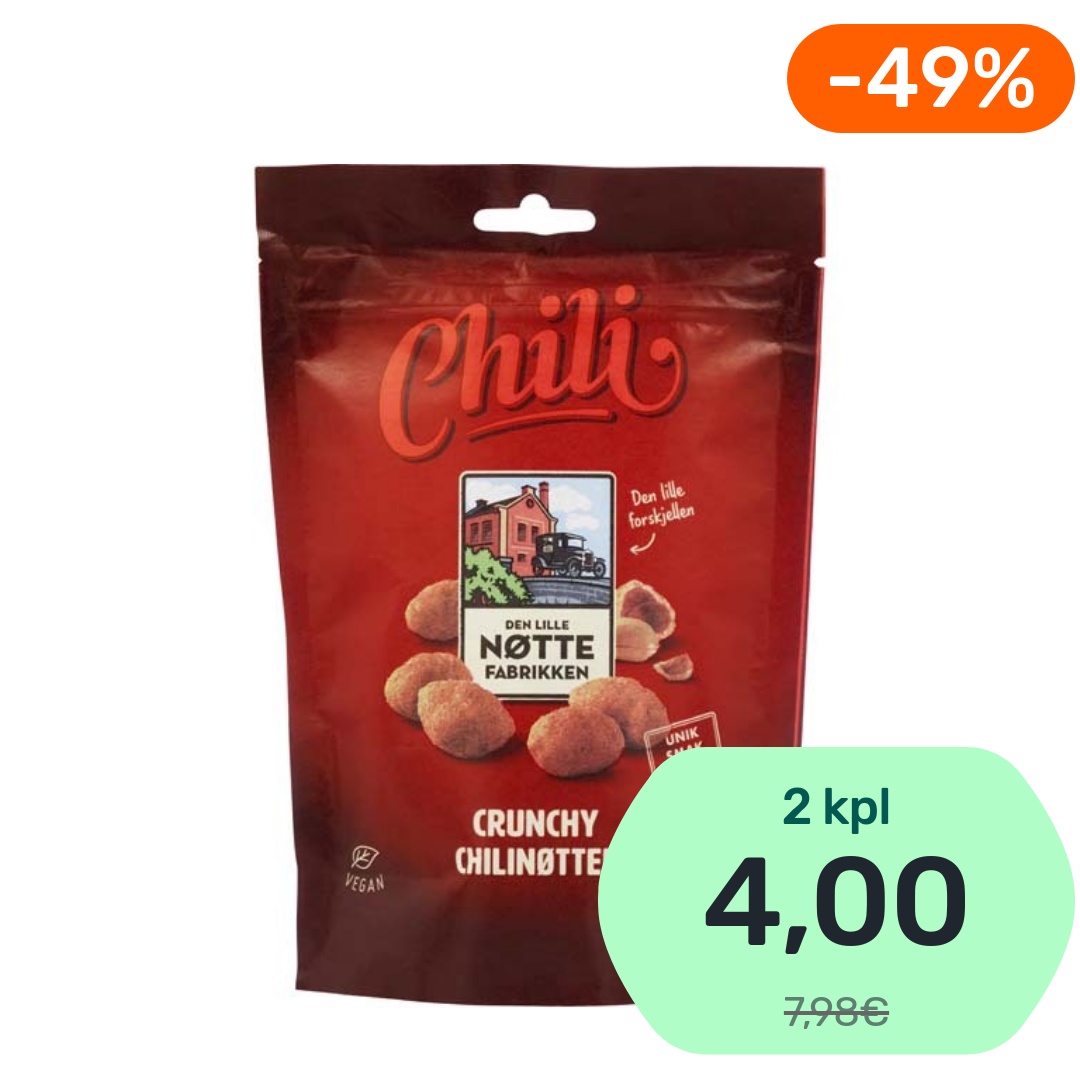 Den Lille Nøttefabrikken Chili maapähkinä 160g