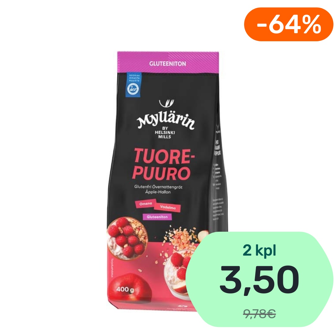 Myllärin Gluteeniton Tuorepuuro Omena-Vadelma 400g