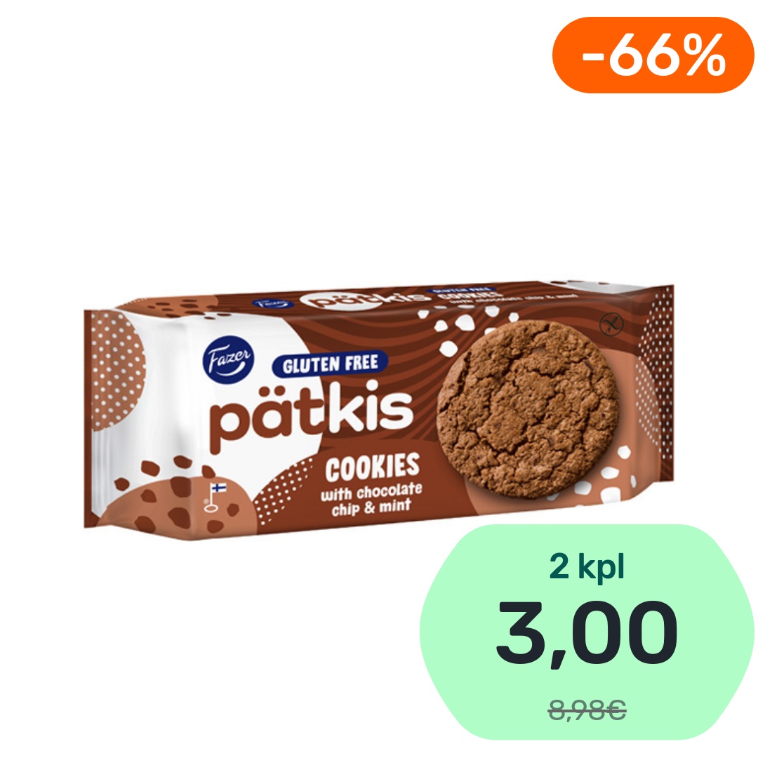 Fazer Pätkis Cookies suklaakaurakeksi gluteeniton 140g