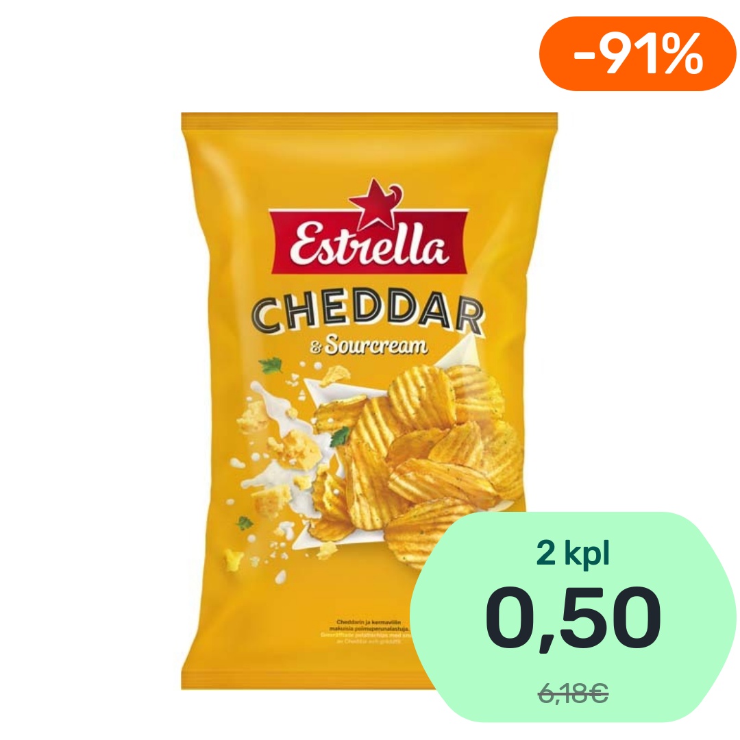 Estrella Cheddar & Sourcream maustettu perunalastu 275g