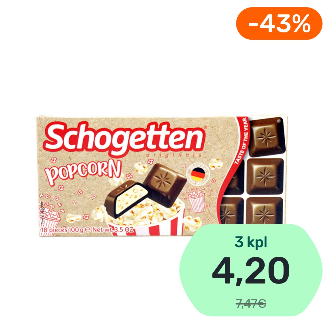 Schogetten Popcorn maitosuklaalevy 100g