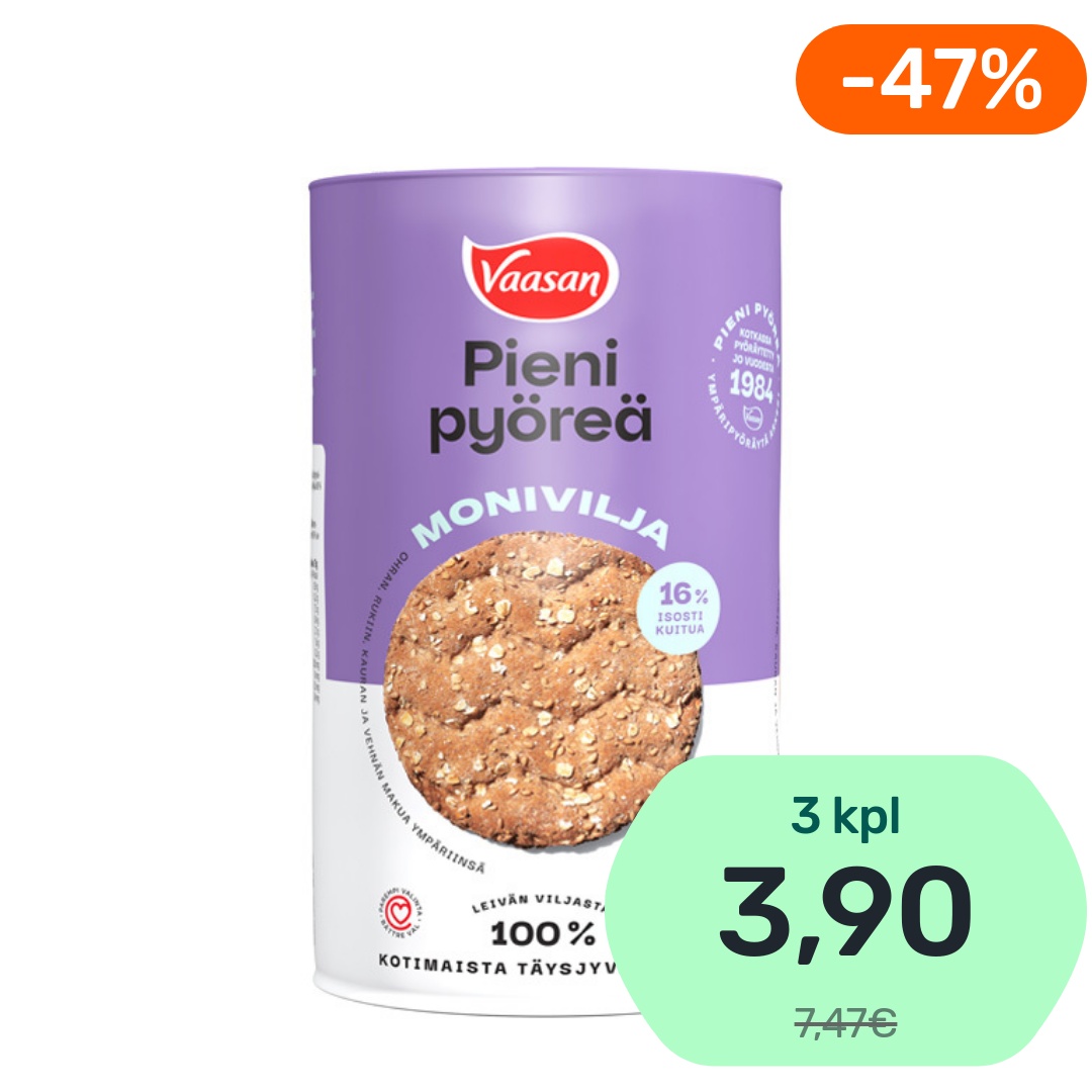 Vaasan Pieni pyöreä monivilja moniviljanäkkileipä 250g